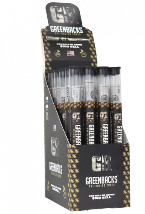 GreenBacks $100 Bill Pre-Rolled Cones king size 100% Organic Non GMO - Baldwin Tobacco
